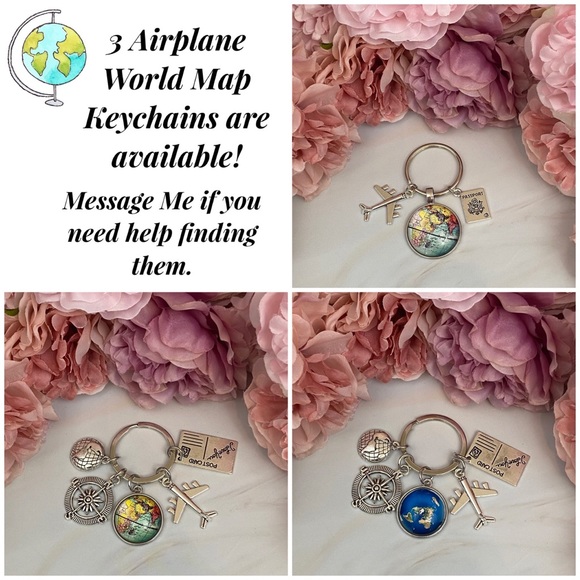 World Map Airplane Compass Keychain - Picture 13 of 13